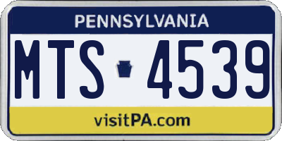 PA license plate MTS4539