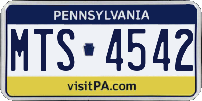 PA license plate MTS4542