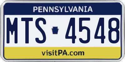 PA license plate MTS4548