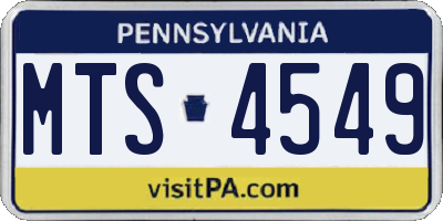 PA license plate MTS4549