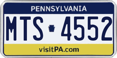 PA license plate MTS4552