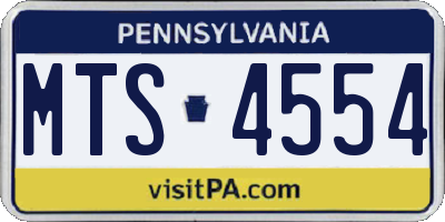 PA license plate MTS4554