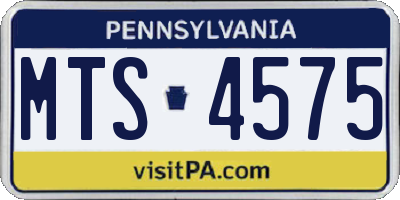PA license plate MTS4575
