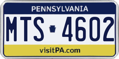 PA license plate MTS4602