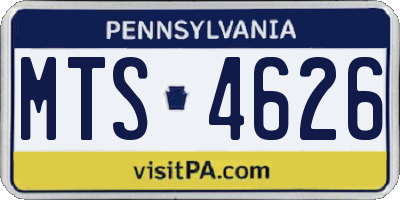PA license plate MTS4626