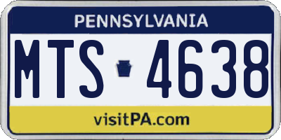 PA license plate MTS4638