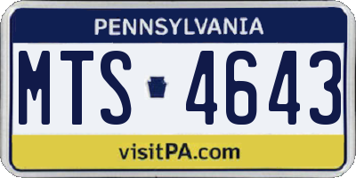 PA license plate MTS4643