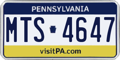 PA license plate MTS4647