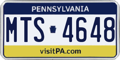 PA license plate MTS4648