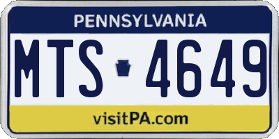 PA license plate MTS4649
