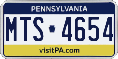 PA license plate MTS4654