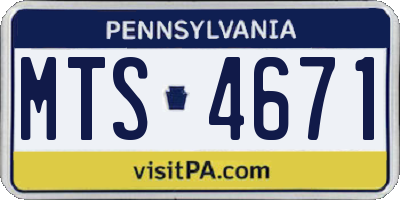 PA license plate MTS4671