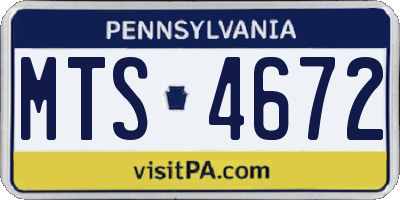 PA license plate MTS4672