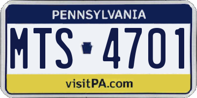 PA license plate MTS4701