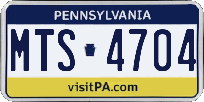 PA license plate MTS4704