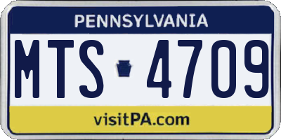 PA license plate MTS4709