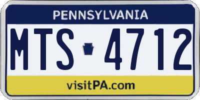 PA license plate MTS4712