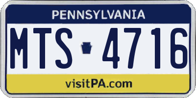 PA license plate MTS4716