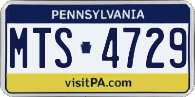 PA license plate MTS4729