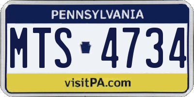 PA license plate MTS4734