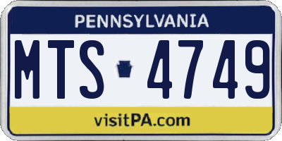 PA license plate MTS4749