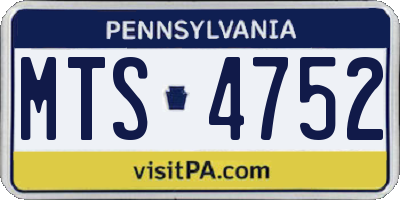 PA license plate MTS4752