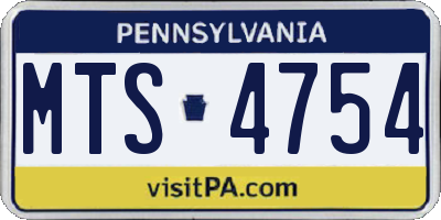 PA license plate MTS4754