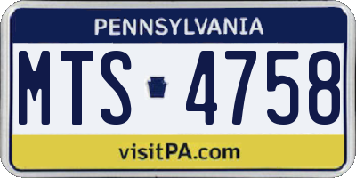 PA license plate MTS4758