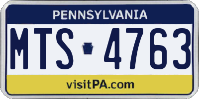 PA license plate MTS4763