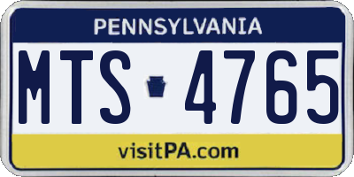 PA license plate MTS4765