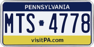 PA license plate MTS4778