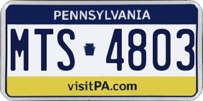 PA license plate MTS4803