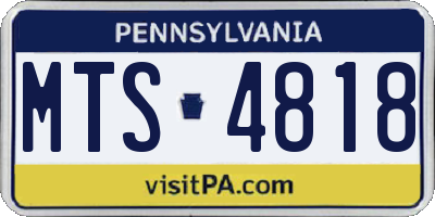 PA license plate MTS4818