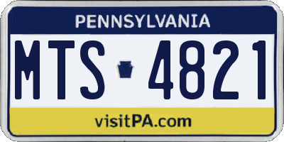 PA license plate MTS4821