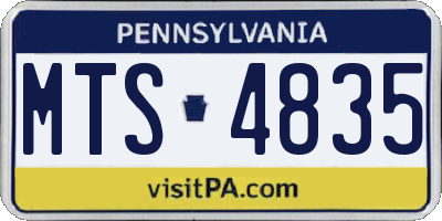 PA license plate MTS4835