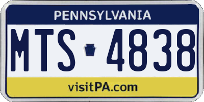 PA license plate MTS4838