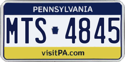 PA license plate MTS4845