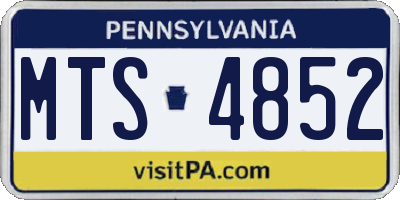PA license plate MTS4852
