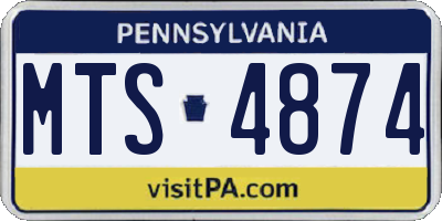 PA license plate MTS4874