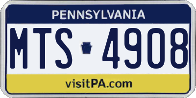 PA license plate MTS4908