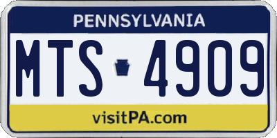 PA license plate MTS4909