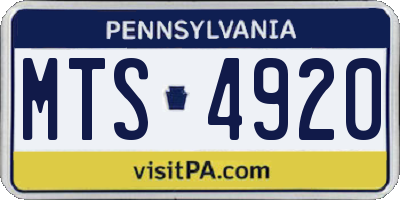 PA license plate MTS4920