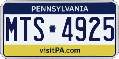 PA license plate MTS4925