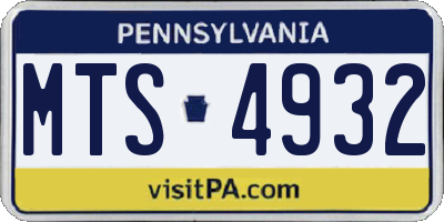PA license plate MTS4932