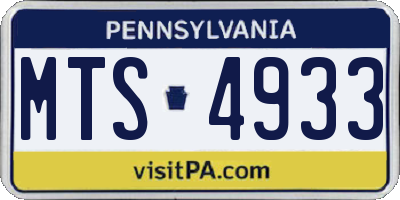 PA license plate MTS4933