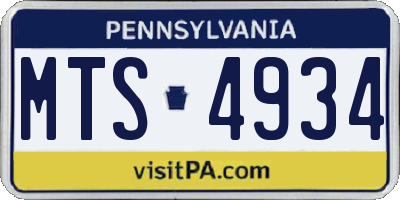 PA license plate MTS4934