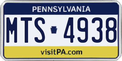 PA license plate MTS4938