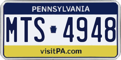 PA license plate MTS4948