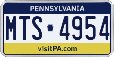 PA license plate MTS4954