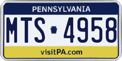 PA license plate MTS4958